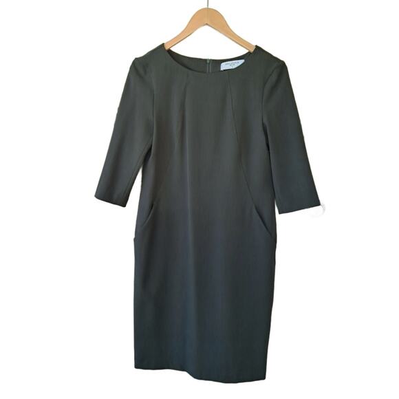 MM Lafleur Etsuko Sheath Dress Pine Green Size 6 Workwear 3/4 Sleeve - Picture 8 of 10